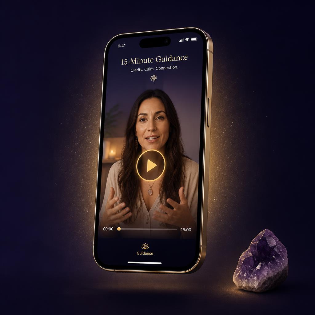 Phone showing the personalised 15-minute NumeriCrystal career clarity video